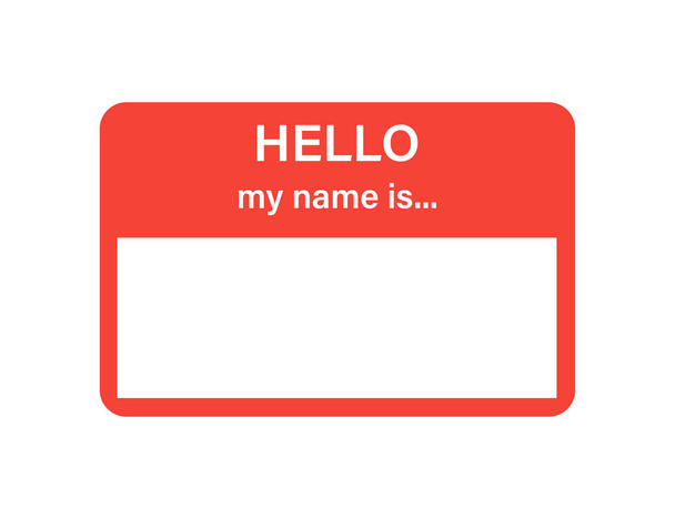 Badge or register vector isolated sticker hello my name is in trendy flat style on white background. - Vector, Image