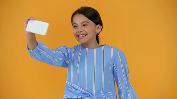 happy child having video call on smartphone - Footage, Video