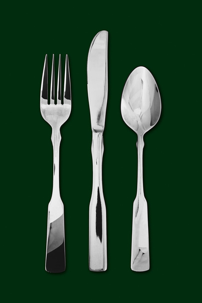 table cutlery green background - Photo, Image
