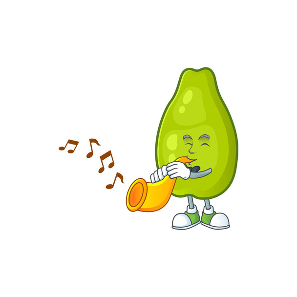 With trumpet papaya character cartoon with funny face - Вектор,изображение