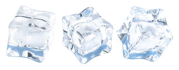 Three ice cubes, isolated on white background - Photo, Image