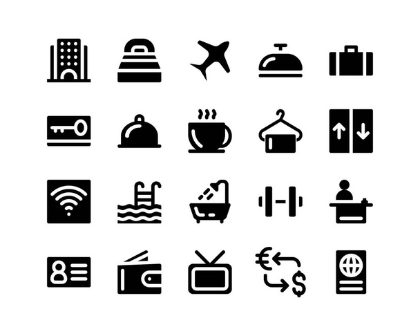 Колекція готельних піктограм, встановлених на білому фоні - Вектор, зображення