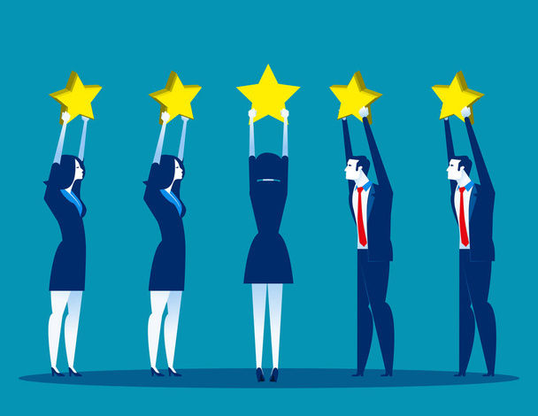 Stars rating, Business people are holding stars over the heads.  - Vector, Image