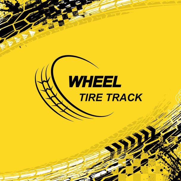 Rad Reifen Spur gelber Hintergrund - Vektor, Bild