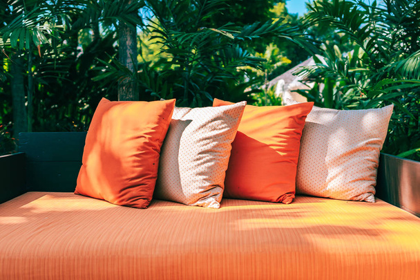 Pillow on sofa furniture decoration outdoor patio in the garden - Photo, Image