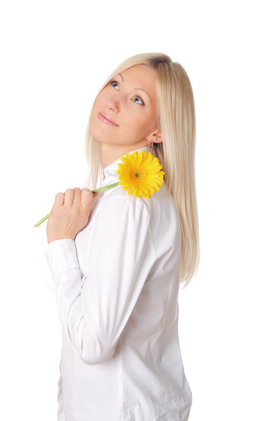 Young smiling blonde in a white shirt - Photo, Image