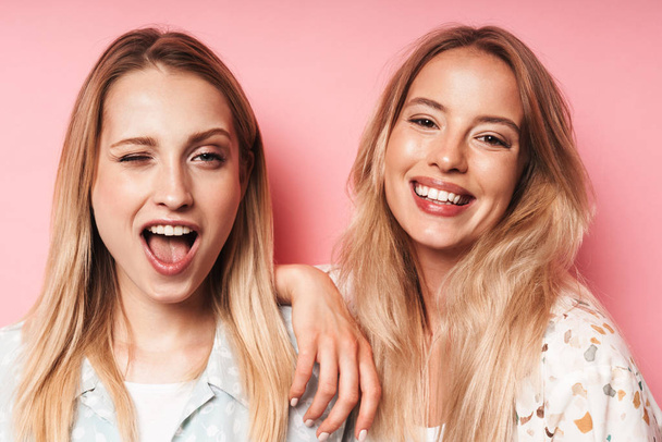 Two attractive blonde girls wearing summer outfit - Φωτογραφία, εικόνα