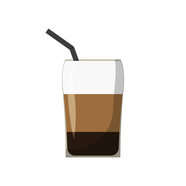 café em latte porção de vidro, plano
 - Vetor, Imagem