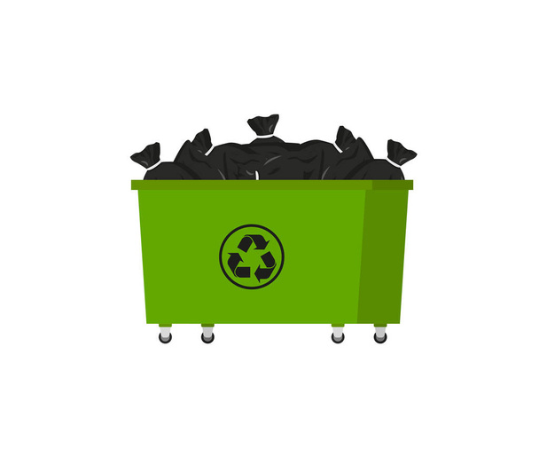 poubelle verte dans un style plat, vecteur
 - Vecteur, image