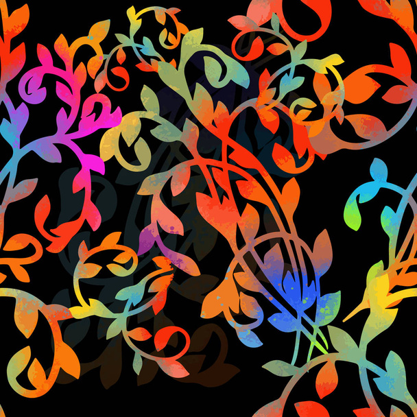 Un fondo sin costuras con ramitas multicolores. Ilustración vectorial - Vector, imagen