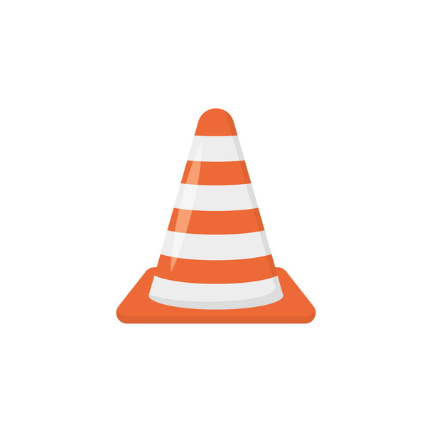 orange road cone in flat style, vector - Vector, Image