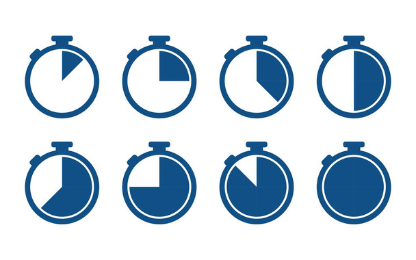 cronômetro conjunto de ícones em estilo plano
 - Vetor, Imagem