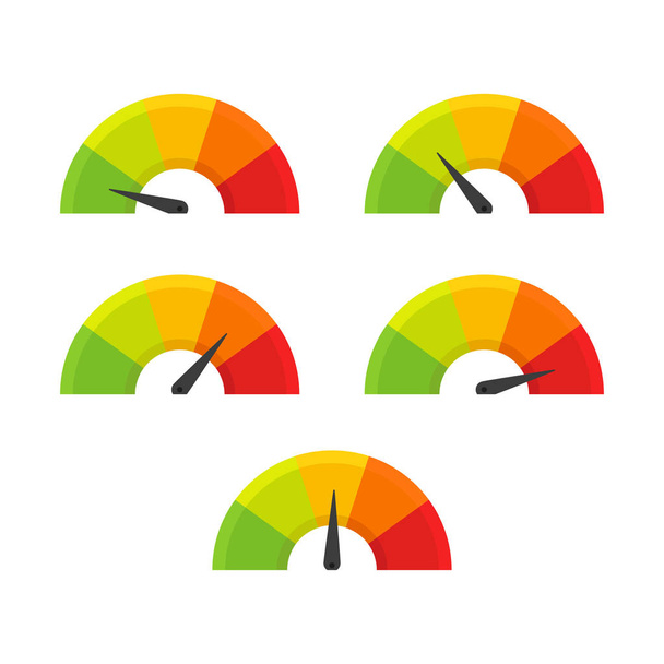 indicateur de vitesse de couleur réglé dans le style plat, vecteur
 - Vecteur, image