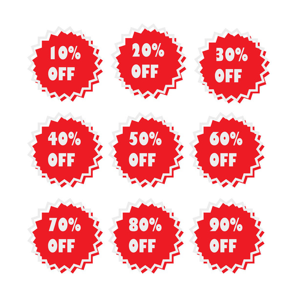 discount sale set stickers in flat style - Vektor, obrázek