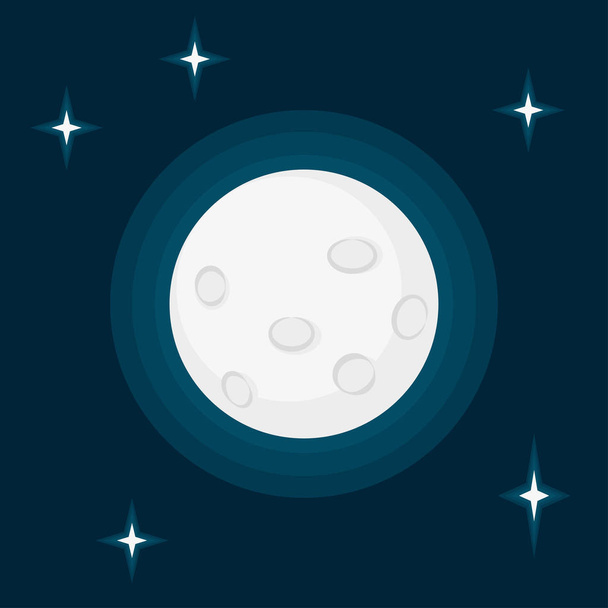 Nachthimmel Mond und Sterne in der Ebene - Vektor, Bild