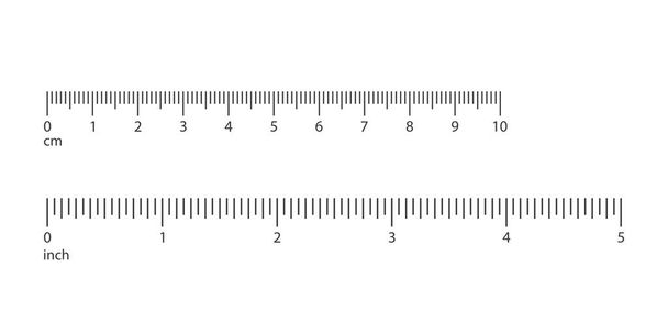 Maßstab Zentimeter und Zoll auf weißem Hintergrund - Vektor, Bild