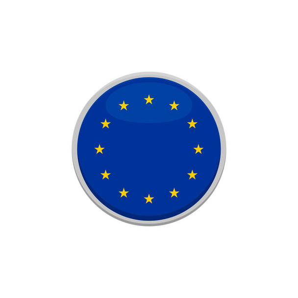 EU flag icon with shadow and flare, flat - Vektori, kuva