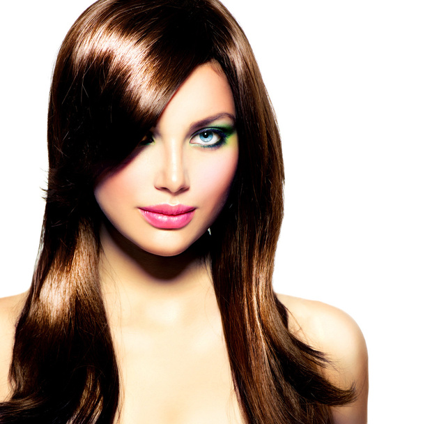 Beautiful Brunette Girl. Healthy Long Brown Hair - Photo, Image