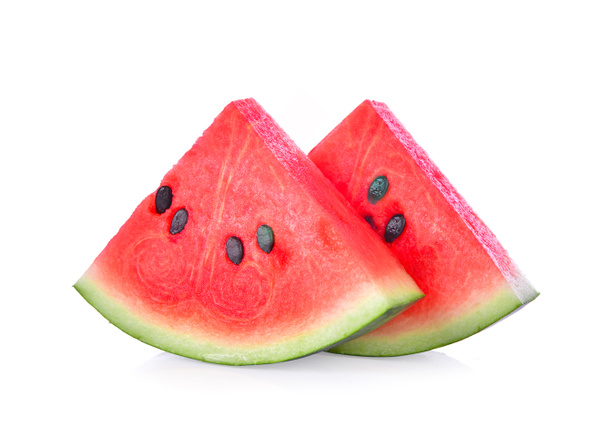 closeup některých kusů osvěžující meloun na bílém pozadí - Fotografie, Obrázek