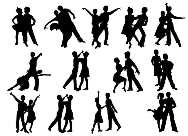 Silhouetten van dansende mensen - Foto, afbeelding