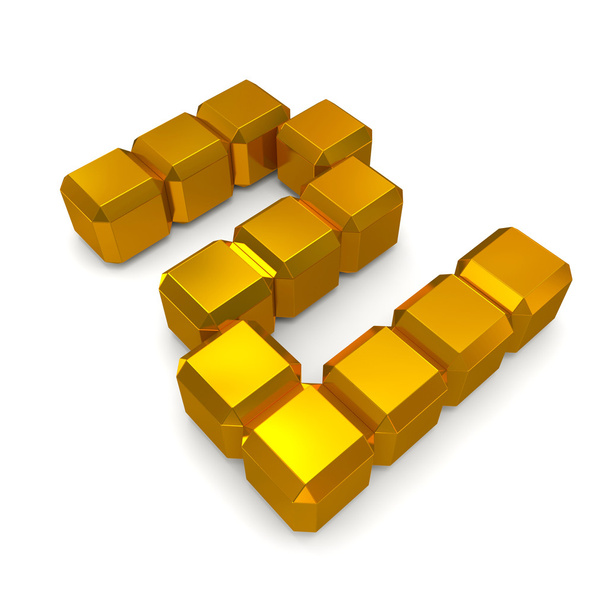 number 2 cubic golden - Fotó, kép