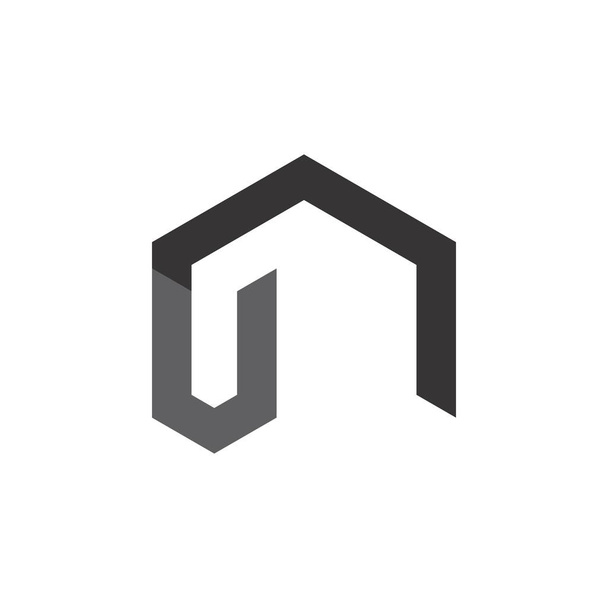 Home met U letter logo ontwerp - Vector, afbeelding