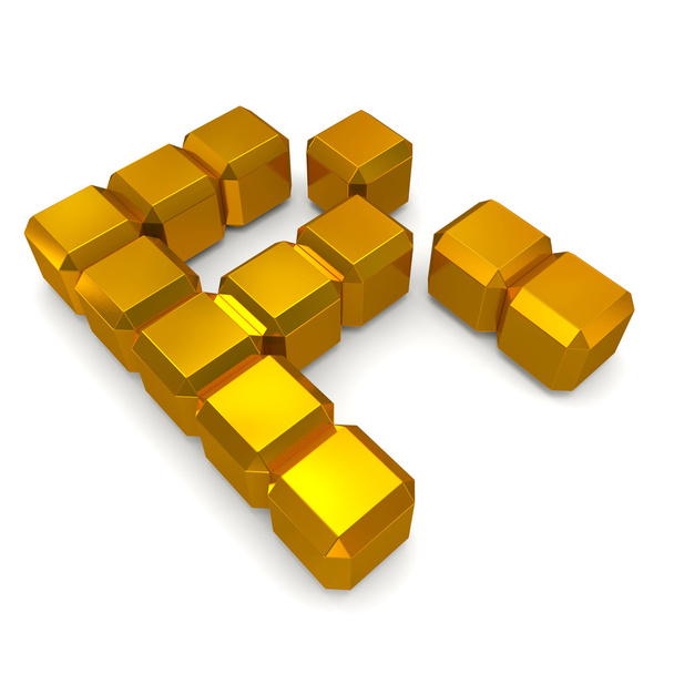 letter R cubic golden - Fotó, kép