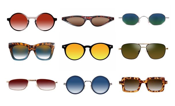 Sada slunečních brýlí izolovaných na bílém pozadí pro aplikaci na portrét - Fotografie, Obrázek