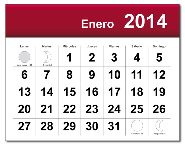 2014 年 1 月カレンダー - ベクター画像