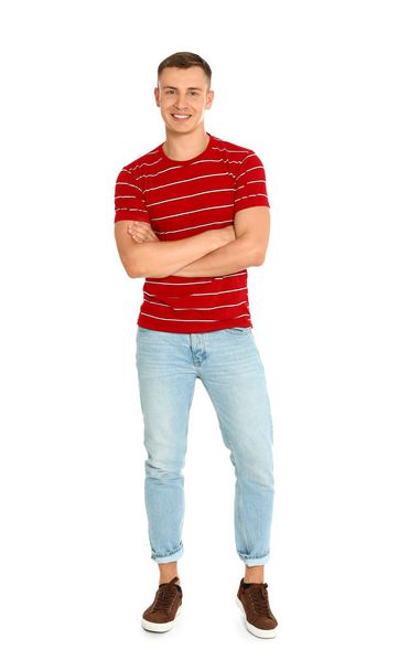 Full length portrait of young man on white background - Foto, Imagen