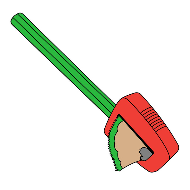Red sharpener with green pencil. Isolated cartoon stock vector illustration - Vector, Image