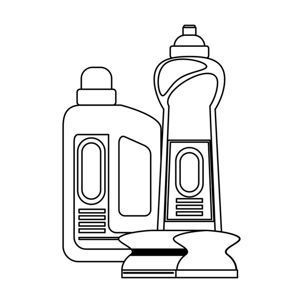 Set di attrezzature e prodotti per la pulizia in bianco e nero
 - Vettoriali, immagini