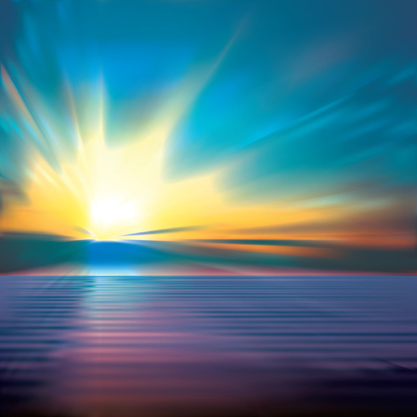 abstrakter Hintergrund mit Wolken und Sonnenaufgang am Meer - Vektor, Bild