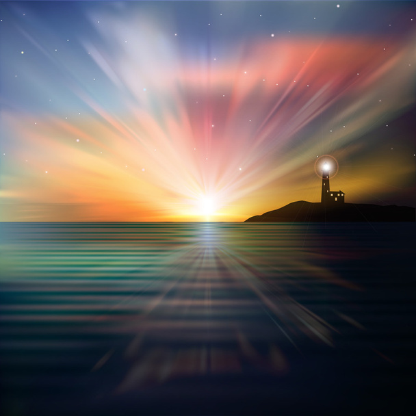 abstract background with silhouette of lighthouse - Vector, Image