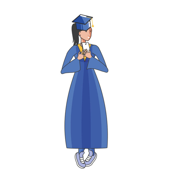 yound student girl graduated character - Vector, Image