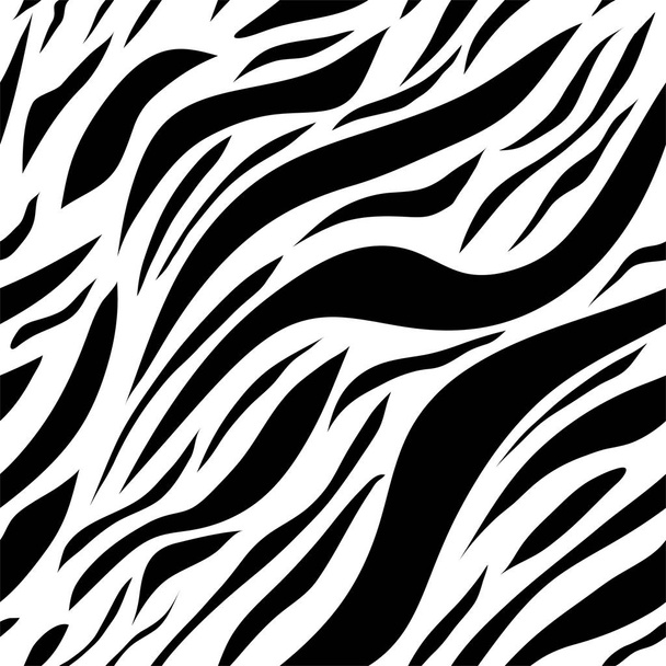 Zebra animal skin seamless pattern. Black and white fabric design. Fashion textile printing abstract. Vector illustration - Vector, imagen