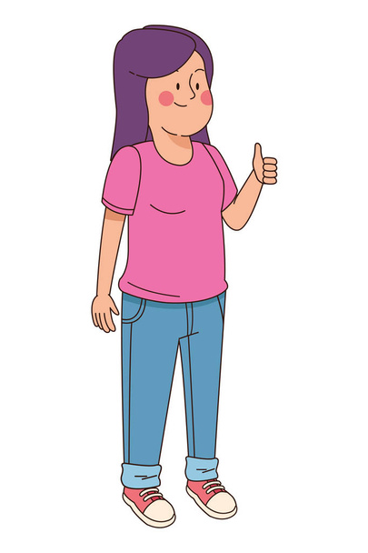 Teenager woman greeting with cool hand sign - Vector, Image
