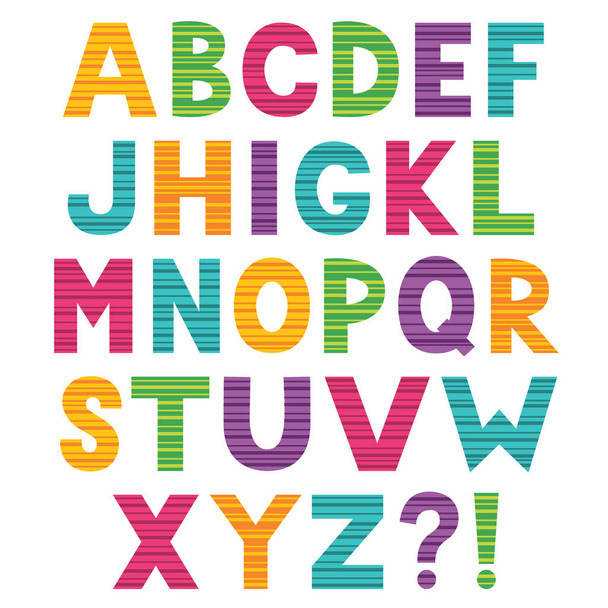 Colorful cartoon alphabet, isolated design elements - Vetor, Imagem