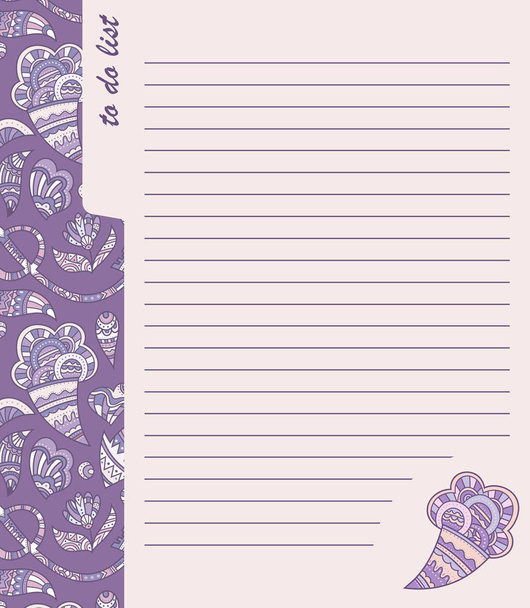 Design of organizer page. Hand drawn floral ornaments. The page of the planner for weekly schedule. - Vector, afbeelding