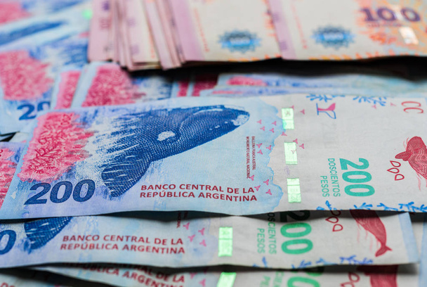 Close up of Argentine money, 200 pesos bills - Photo, Image