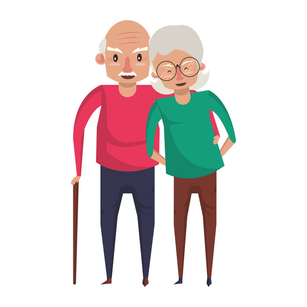 nagyszülők idős emberek rajzfilm - Vektor, kép