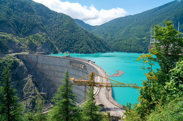 Wide view of The Enguri hydroelectric power station HES. - Photo, Image