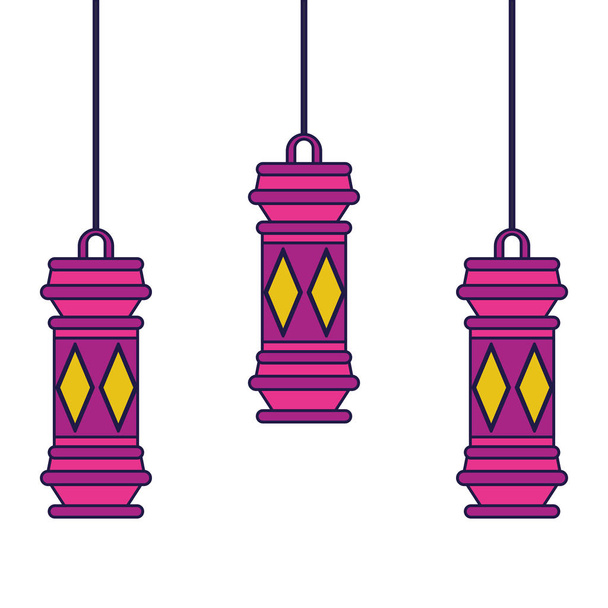 lanterns decoration festival lamps cartoon - Vector, Image