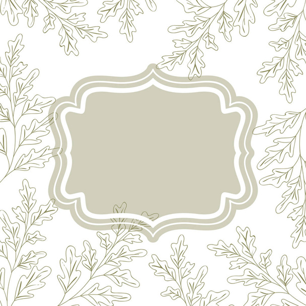 Rama z roślin i ziół ikona na białym tle - Wektor, obraz