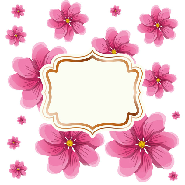 frame with flowers isolated icon - Vetor, Imagem