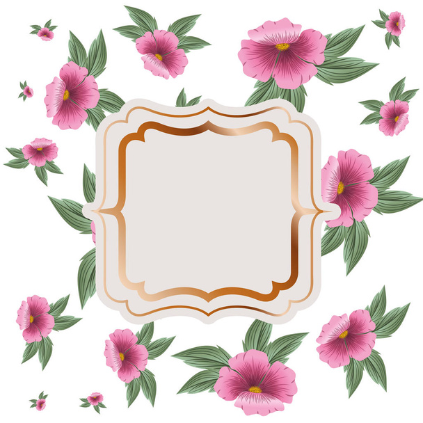 рамка з квітами і листям ізольована іконка
 - Вектор, зображення