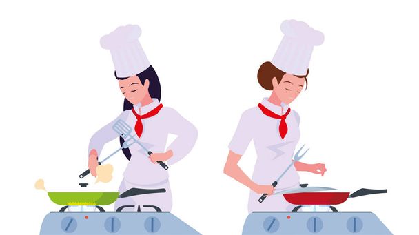 ženy postavy šéfkuchař vaření ilustration - Vektor, obrázek