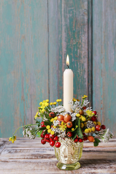 How to make autumn candle holder, tutorial.  - Foto, Imagen