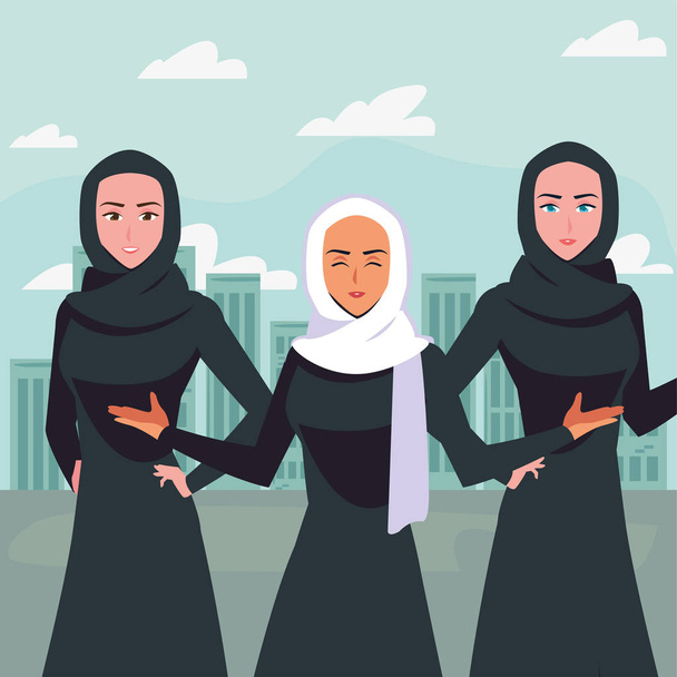 Arabská ženská skupina v hidžábu - Vektor, obrázek