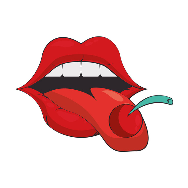 sexy retro labbra trucco cartone animato
 - Vettoriali, immagini